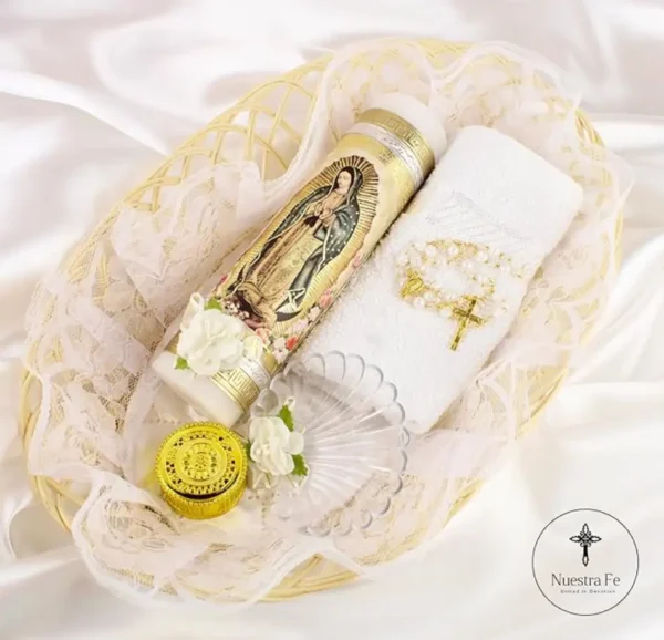 Baptism Candle Set for Boys and Girls with Our Virgen de Guadalupe Candle - Velas para bautizo Baptism kit - Catholic Baptism Candle Set Girl - Vela de bautizo para niño - Vela para bautizo de niña