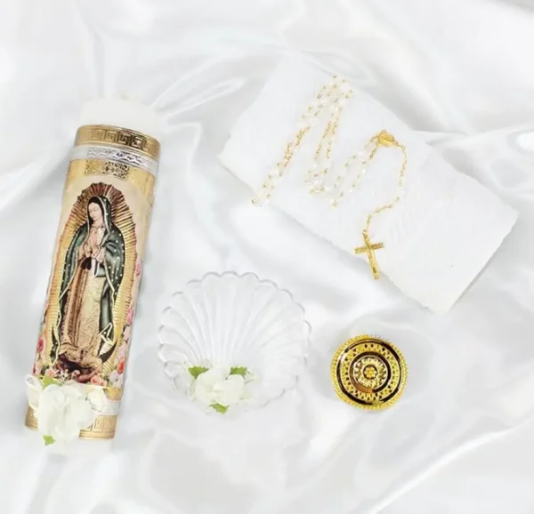 Juego de Vela de Bautizo para Niños y Niñas con Vela de la Virgen de Guadalupe - Kit de Bautismo Católico - Vela de Bautizo para Niña y Niño - Image 4