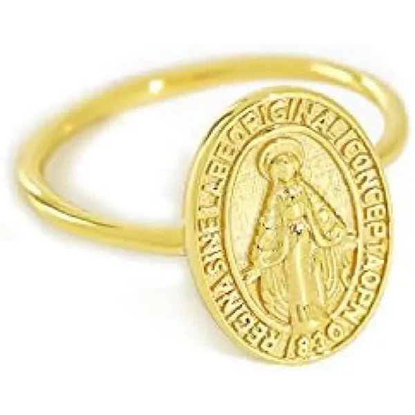 Oidims Virgin Mary Finish 925 Sterling Silver Statement Band Rings for Women Stackable Plate Knuckle Dainty Best Friend Mid Finger Faith Lady of Guadalupe Religious Gifts Jewelry