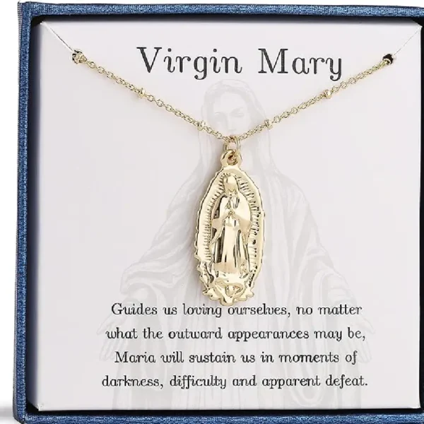Ascona Our Lady of Guadalupe Necklace Virgin Mary Necklace Gold/Silver Medallion Medal Pendant Necklace for Women