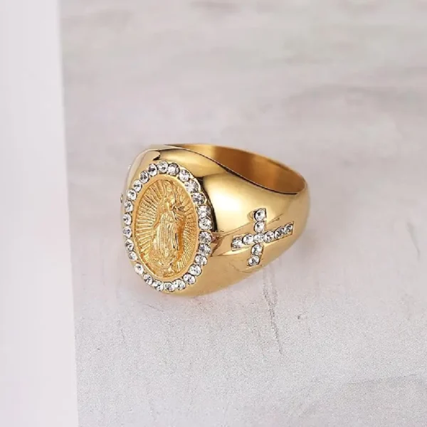 Anillo de la Virgen de Guadalupe en Acero Inoxidable con Circonitas - Joyería Religiosa para Mujer - Image 4
