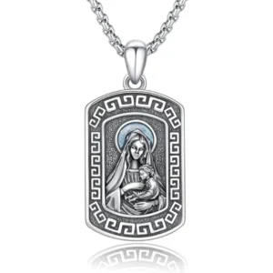 Saints Religious Necklace 925 Sterling Silver St. Christopher/St. Michael/Virgin Mary Miraculous Medal Patron Saint Religious Amulet Necklace Jewelry Gift for Women Men