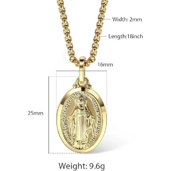 Collar de la Virgen de Guadalupe en Baño de Oro Amarillo 18K - Joyería Religiosa con Pendant de la Virgen María para Mujeres y Hombres - Image 5