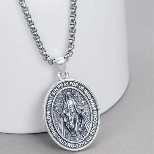 Collar Religioso de Plata Sterling 925 con Cruz y Medalla de San Miguel, San Rafael, San Judas, San Cristóbal o San Benito - Cadena Rolo de 2.5 mm - Image 2