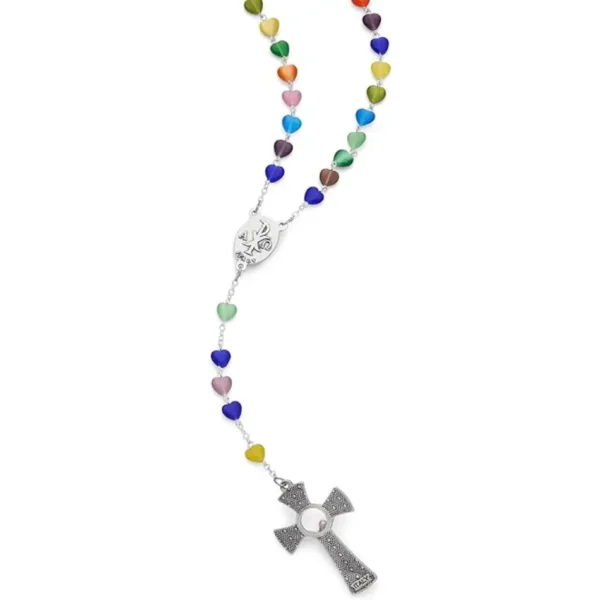 Rosario de Cuentas de Ojo de Gato Multicolor - Bendecido por el Papa Francisco, Regalo Católico Perfecto para Hombres y Mujeres - Image 2