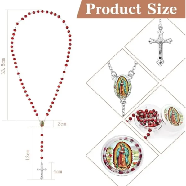 Lote de 12 Rosarios de la Virgen de Guadalupe - Regalos de Bautizo, Primera Comunión o Eventos Religiosos (Color Rojo) - Image 2