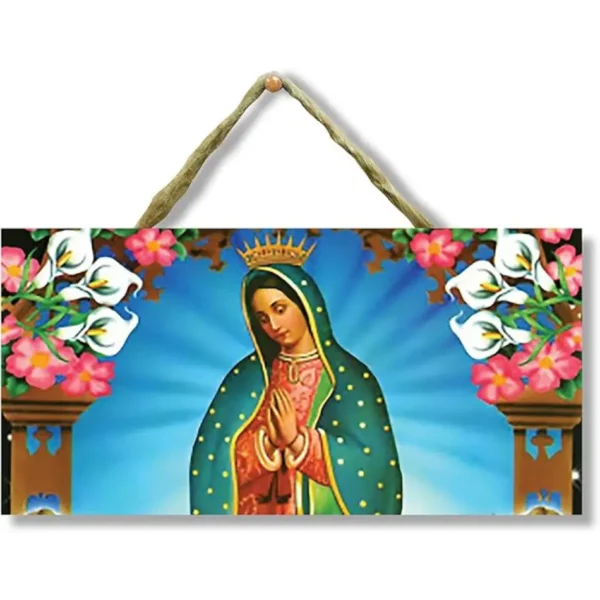 Virgen de Guadalupe Wood Sign Reina de Mexico (4" x 8") Cuadro de Virgen de Guadalupe. Beautiful Digital Print on 4 X 8 inch Wood of Virgen de Guadalupe.
