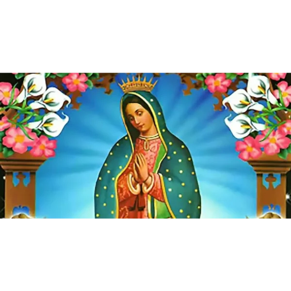 Virgen de Guadalupe Wood Sign Reina de Mexico (4" x 8") Cuadro de Virgen de Guadalupe. Beautiful Digital Print on 4 X 8 inch Wood of Virgen de Guadalupe.