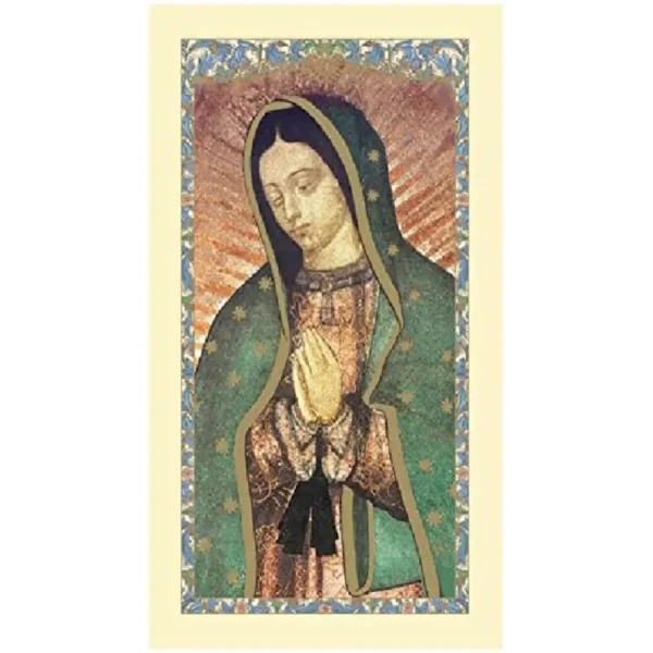 Nuestra Señora de Guadalupe - Lámina Enmarcada de 8" x 10" con Marco de Madera Tallado y Acabado en Hoja de Oro, Incluye Tarjeta de Oración - Image 2