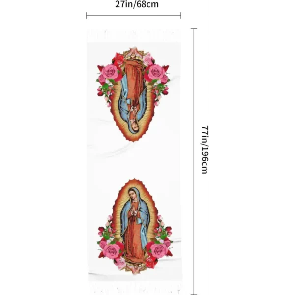 Virgen De Guadalupe Tassel Scarves Soft Warm Pashmina Scarf, Large Shawls And Wraps, Lightweight Scarfs For Women