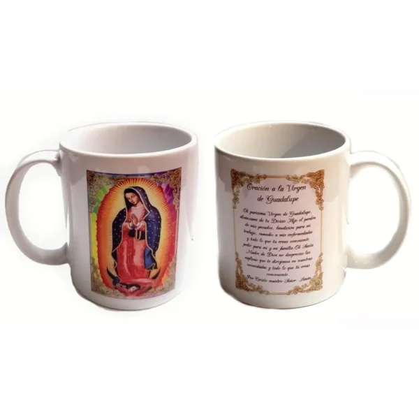VIRGIN OUR LADY GUADALUPE VIRGEN DE GUADALUPE SPANISH PRAYER, ORACION EN ESPAÑOL CERAMIC 11 OZ COFFEE MUG CUP