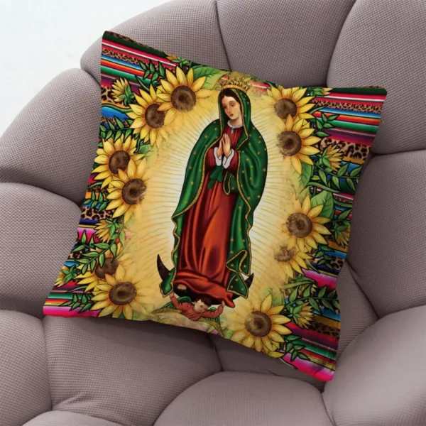 KongMoTree Virgen De Guadalupe Throw Pillow Covers Virgin Mary Decorations Soft Flannel Fluffy Couch Pillow Cover for Bedroom Living Room Sofa Holiday Festivals Winter Home Decor