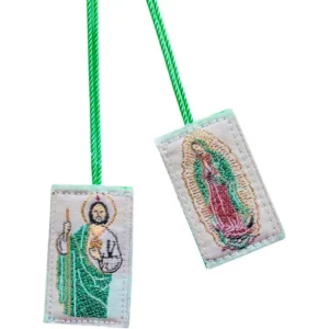 Escapularios Catolicos Virgen De Guadalupe San Judas Tadeo, Green Scapulars Catholic Religious Necklace Gift, Virgin Mary St Jude Statue Decor, Mexican Car Charms Mirror Hanging Accessories Decoration
