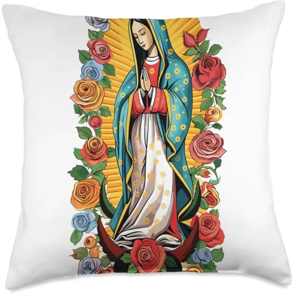 Mexican Virgen De Guadalupe Catholic Christian Virgin Mary Throw Pillow, 18x18, Multicolor