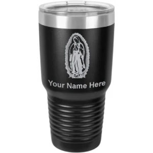LaserGram 30oz Vacuum Insulated Tumbler Mug, Virgen de Guadalupe, Personalized Engraving Included (Black)