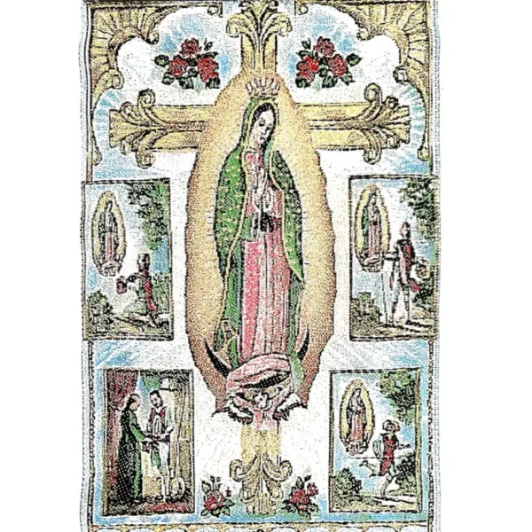 Religious Icon - Our Lady of Guadalupe with Cross- Holy Saint Mary Blessed Virgin - Wall Hanging Tapestry Banner Large Art Decor - Christian Orthodox Catholic - 11 x 4 inch - Ideal for Christmas