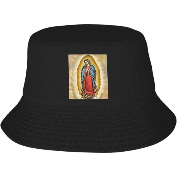 Virgin Mary Our Lady of Guadalupe Bucket Hat Mens Women Fishing Hat Black
