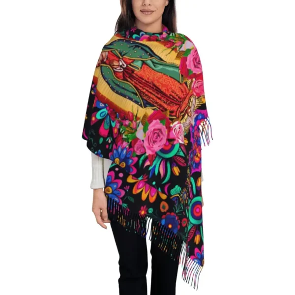 Puurbol Virgen de Guadalupe Scarf Wrap Shawl Mexican Art Virgin Mary Rebozos Mexicanos