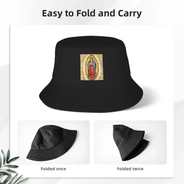 Sombrero Tipo Bucket La Virgen de Guadalupe - Unisex para Hombre y Mujer (Negro) - Image 2