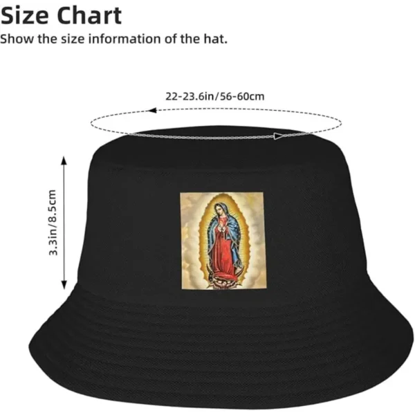 Sombrero Tipo Bucket La Virgen de Guadalupe - Unisex para Hombre y Mujer (Negro) - Image 3
