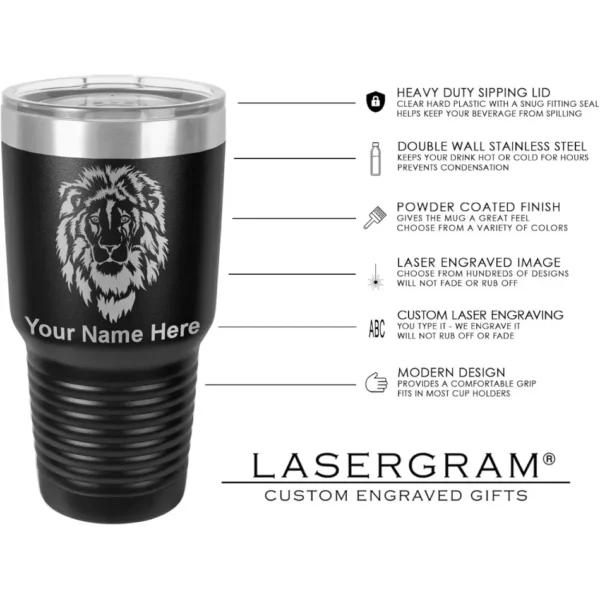 LaserGram 30oz Vacuum Insulated Tumbler Mug, Virgen de Guadalupe, Personalized Engraving Included (Black)