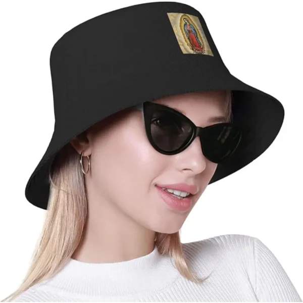 Sombrero Tipo Bucket La Virgen de Guadalupe - Unisex para Hombre y Mujer (Negro) - Image 6