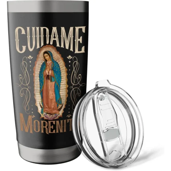 Térmico Virgen de Guadalupe "Cuídame Morenita" - 20 oz Negro - Image 3
