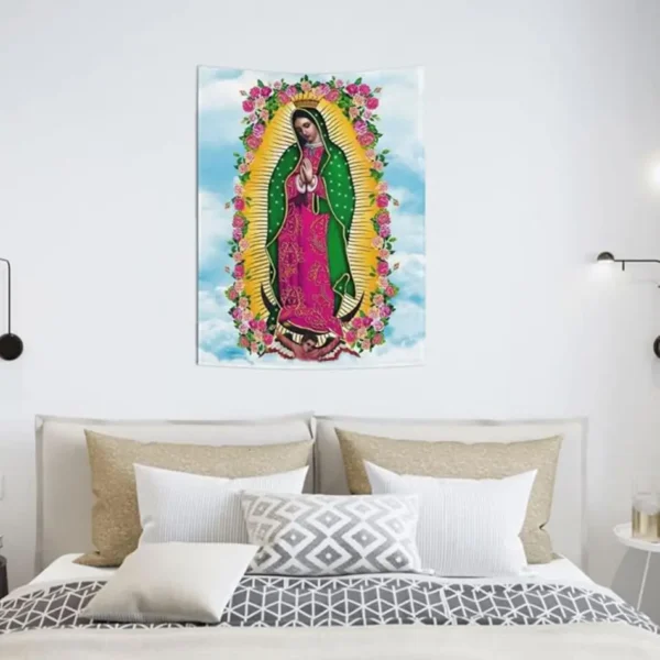 DEUASS Guadalupe Virgin Tapestry Home Decor Tapestry Boho Tapestries For Living Room Bedroom Bathroom Kitchen
