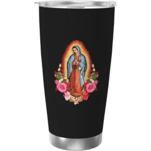 GERRIT Our Lady of Guadalupe Virgin Mary Coffee Tumbler 20 oz Double Wall Stainless Steel With Lid Tumbler Cup, Black
