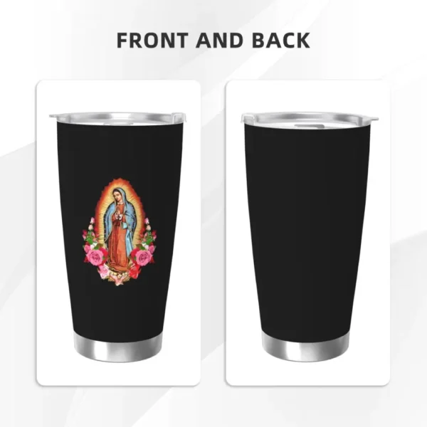 Térmico Delgado Virgen de Guadalupe - 20 oz Negro Elegante - Image 3