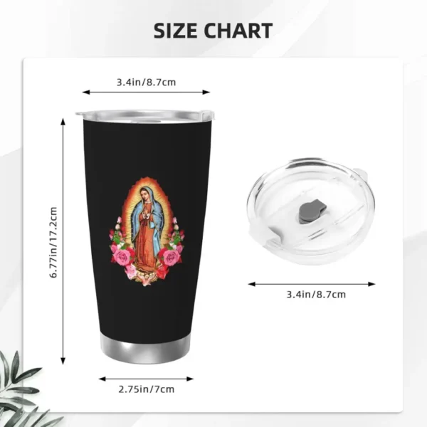 Térmico Delgado Virgen de Guadalupe - 20 oz Negro Elegante - Image 4