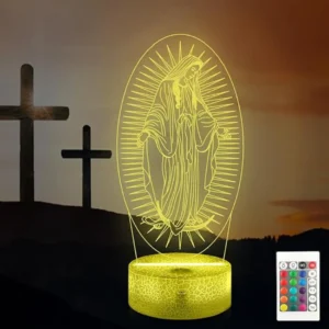 Virgin Mary Night Light, Catholic 3D lllusion Lamp, Catholic Gifts Decor 16 Color Changing+Remote+Timer, Religions Gift on Birthday Christmas for Believers Mom Women