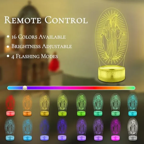 Virgin Mary Night Light, Catholic 3D lllusion Lamp, Catholic Gifts Decor 16 Color Changing+Remote+Timer, Religions Gift on Birthday Christmas for Believers Mom Women