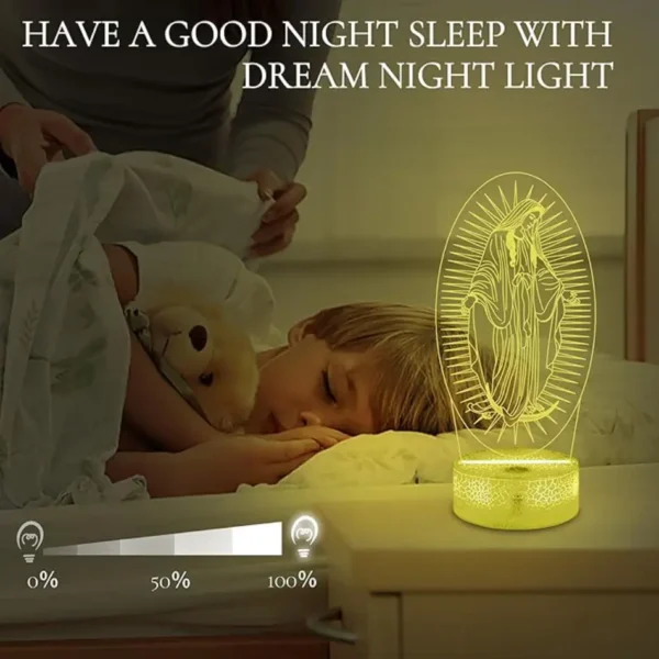Virgin Mary Night Light, Catholic 3D lllusion Lamp, Catholic Gifts Decor 16 Color Changing+Remote+Timer, Religions Gift on Birthday Christmas for Believers Mom Women