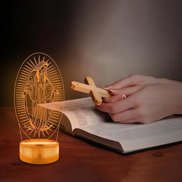 Virgin Mary Night Light, Catholic 3D lllusion Lamp, Catholic Gifts Decor 16 Color Changing+Remote+Timer, Religions Gift on Birthday Christmas for Believers Mom Women