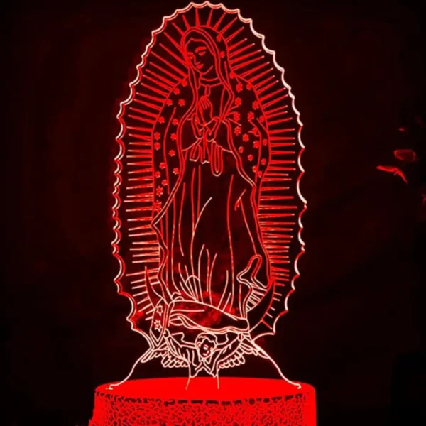 3D The Virgin Mary Night Light Table Desk Optical Illusion Lamps 7 Color Changing Lights LED Table Lamp Xmas Home Birthday Children Kids Decor Toy Gift