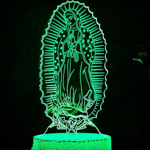 3D The Virgin Mary Night Light Table Desk Optical Illusion Lamps 7 Color Changing Lights LED Table Lamp Xmas Home Birthday Children Kids Decor Toy Gift