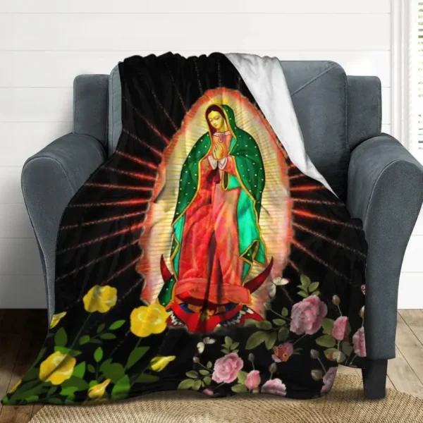 Waygotee Our Lady of Guadalupe Virgin Mary Blanket, Soft of Flannel Blankets for Maria Enthusiast Gift Four Seasons Warm Blankets for Bed Sofa Bedrooms (50*40IN)
