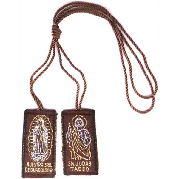 Angelitos de Mexico Scapular Jude The Apostle with Our Lady of Guadalupe (Brown)