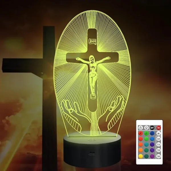 Attivolife Cross 3D Night Light, Jesus Illusion Hologram Lamp 16 Color Changing with Remote Control + Timer, LED Best Birthday Christian Gift for Religious Women Men Commemorate Present
