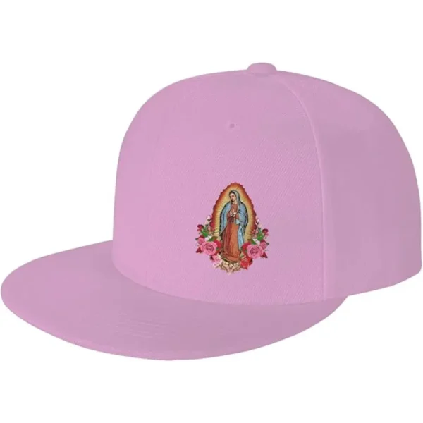 Our Lady of Guadalupe Virgin Mary Snapback Hat Classic Fashion Trucker Adjustable Brim Baseball Cap for Men Women Black