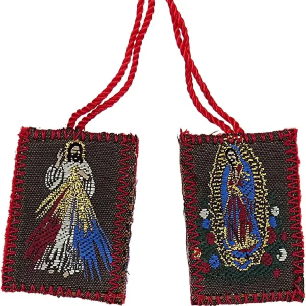 Escapularios Bordados Marrón y Rojo - Pack de 12 (Divina Misericordia y Virgen de Guadalupe) - Needzo - Image 3