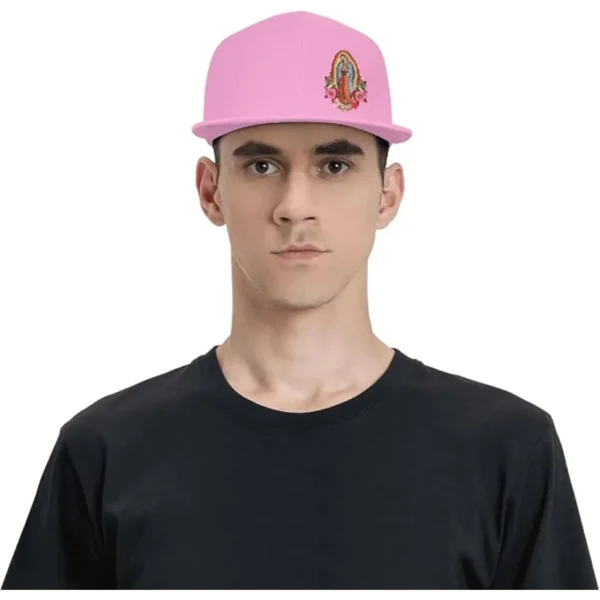 Our Lady of Guadalupe Virgin Mary Snapback Hat Classic Fashion Trucker Adjustable Brim Baseball Cap for Men Women Black