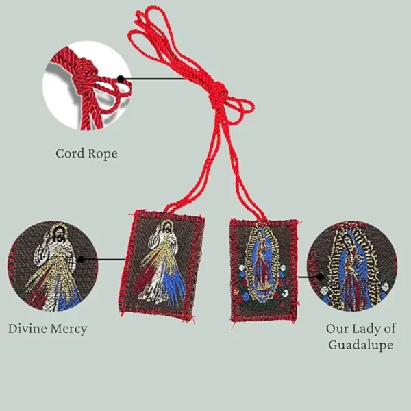 Escapularios Bordados Marrón y Rojo - Pack de 12 (Divina Misericordia y Virgen de Guadalupe) - Needzo - Image 5
