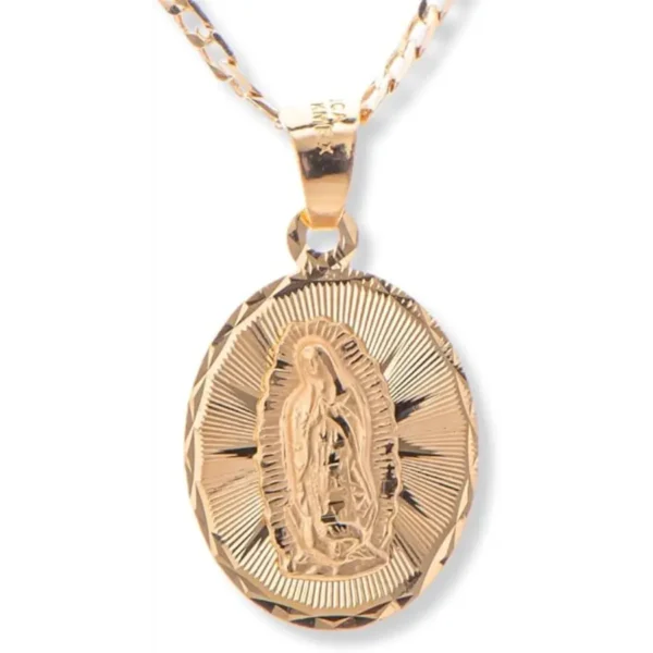 Gold virgen de Guadalupe medal necklace, 14k goldfilled Chain necklace Virgen de Guadalupe pendant, Virgin Mary charm Necklace, Religious Jewelry, Cadena Virgen de Guadalupe