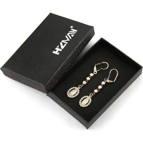 HZMAN 14K Gold Plated Virgin Mary Dangle Drop Earring for Women Hypoallergenic Cubic Zirconia Our Lady of Guadalupe Earrings Jewelry Gift