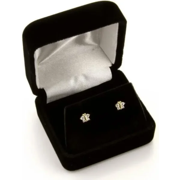 14k Yellow Gold Our Lady Guadalupe Stud Earrings with Screw Back - 3 Different Color Available