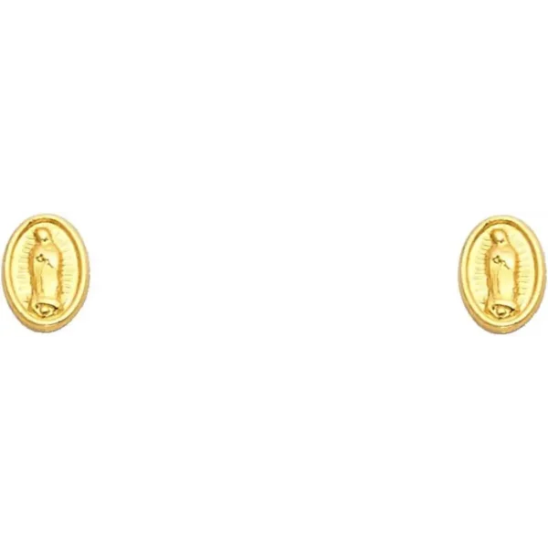 Aretes de Poste Virgen de Guadalupe en Oro Amarillo 14K - Image 2
