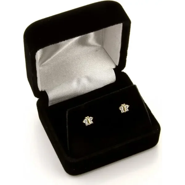 14k REAL Yellow Gold CZ Our Lady Guadalupe Stud Earrings with Screw Back