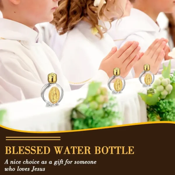 Juego de 12 Botellitas de Agua Bendita - Virgen de Guadalupe (Doradas) - Image 5
